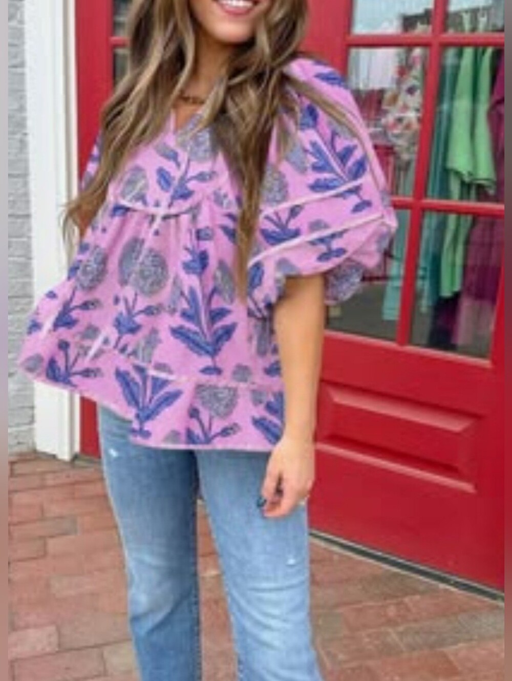 Cicy Bell Boho Floral Puff Sleeve Blouse Size Small - Picture 11 of 11